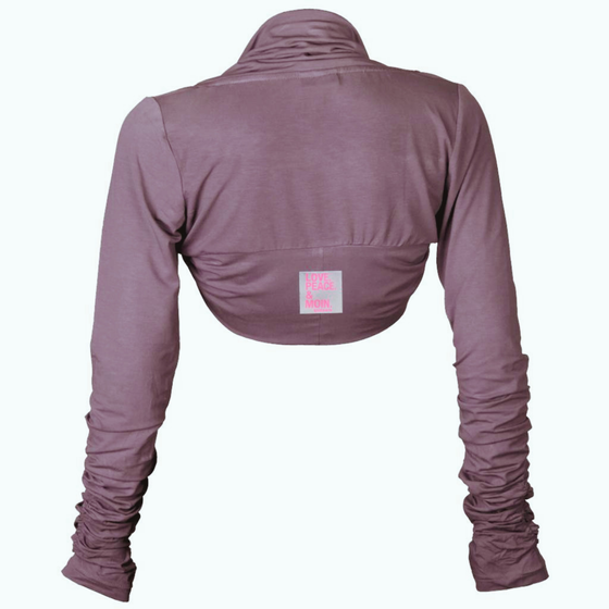 goldmarie Bolero Jacke Short LOVE PEACE MOIN Label grau-pink - hellgrau-flieder 