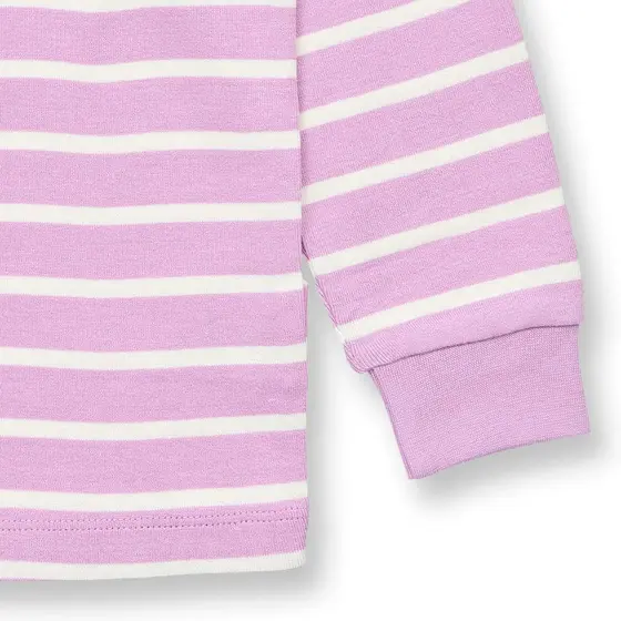 Sense Organics Pyjama Long John Flieder Weiß Geringelt