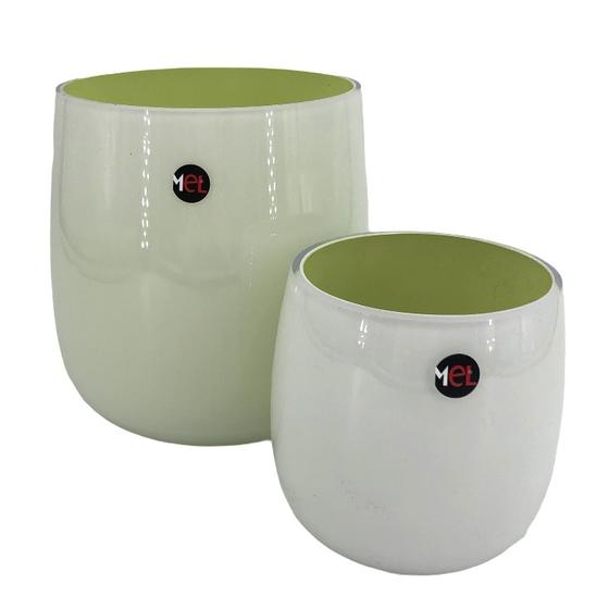 Mel Vase "Happy Spring" mittel, schilf/grün