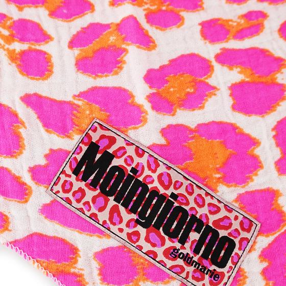goldmarie Tuch MOINGIORNO - Leo Muster - Baumwolle - neon pink-orange 