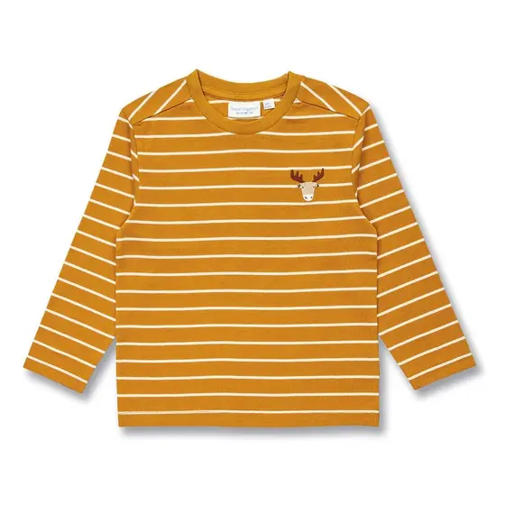 Sense Organics Langarmshirt Luke Currygelb Weiß Geringelt