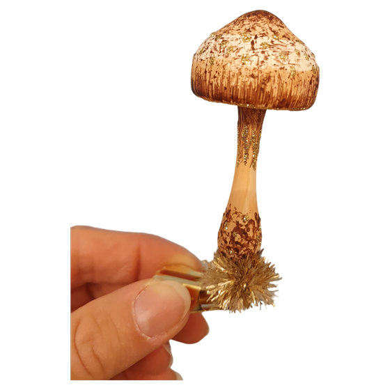 Glas Pilz braun auf Feder aus Thüringen