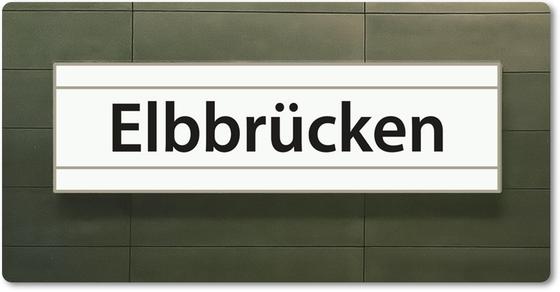 U-Bahn Hamburg Kühlschrankmagnet U-Bahnhof Elbbrücken, Überseequartier, Hochbahn Linie U4, tom bäcker, Geschenkidee Hansestadt, Souvenir, Hafencity, Universität, Jungfernstieg, online shoppen, Souvenir