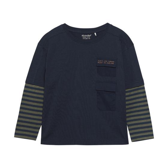 Langarmshirt im Lagenlook, Biobaumwolle, dunkelblau