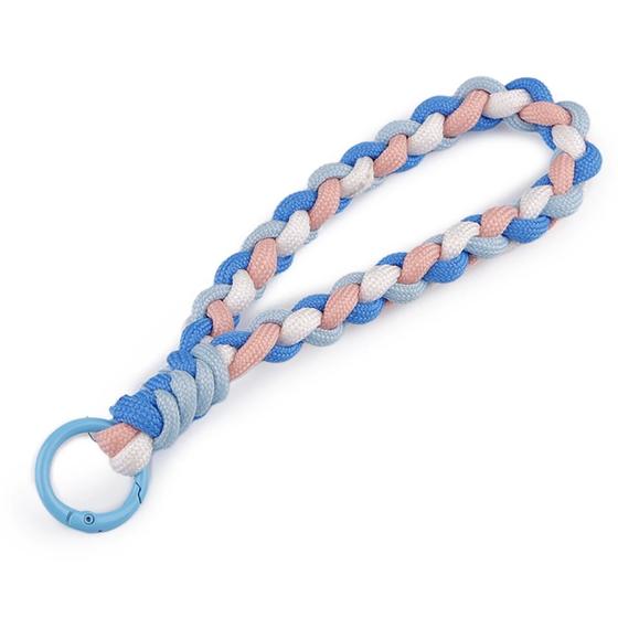 Kordel Schlüsselband geflochten blau pink