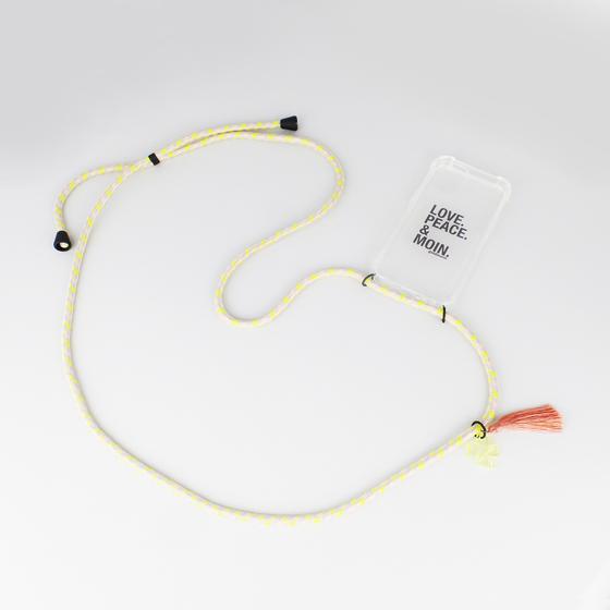 goldmarie Handykette KLEEBLATT DEERN rose-grau-neongelb 