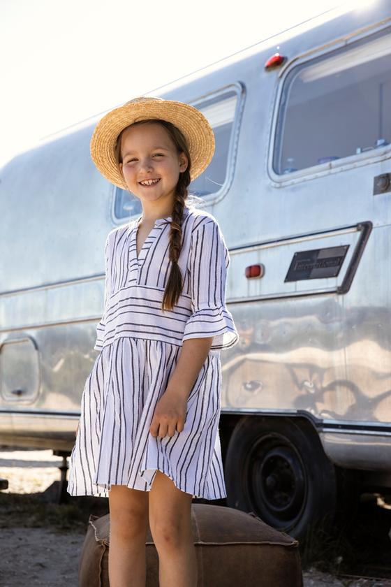 Kleid mit 3/4-Ärmeln, reine Baumwolle