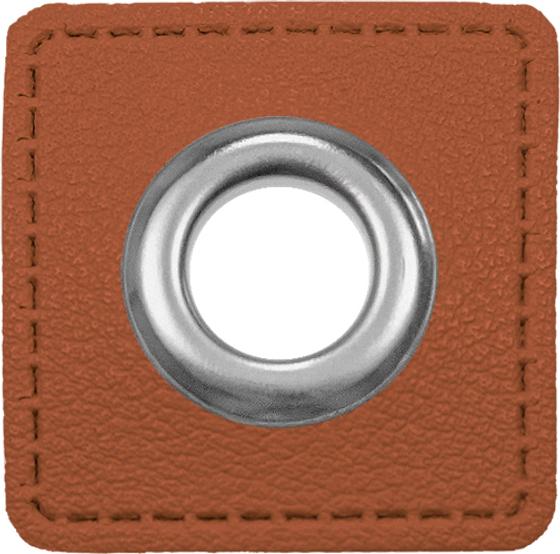 Ösenpatch Kunstleder cognac 30mm