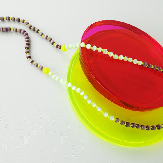 goldmarie Kette LOVE BABE mit Fransenbommel - mint-grün-lemon-malve