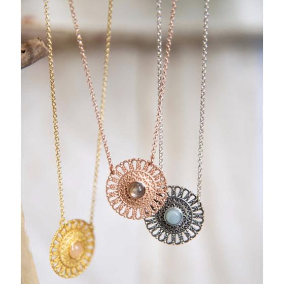 Love Chain mit Mandala & Amazonit, Silber