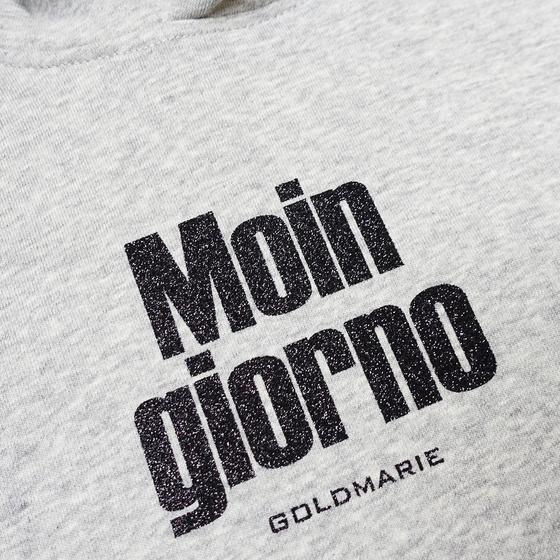 goldmarie Hoodie Short MOINGIORNO - hellgrau meliert-schwarz mit Glitzer 
