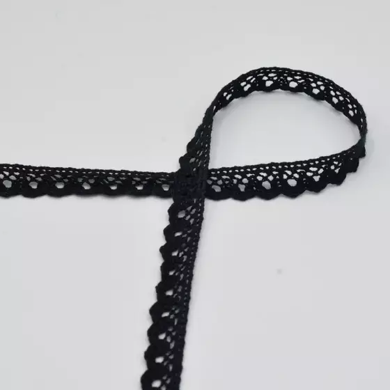 Baumwollspitze 12mm schwarz 