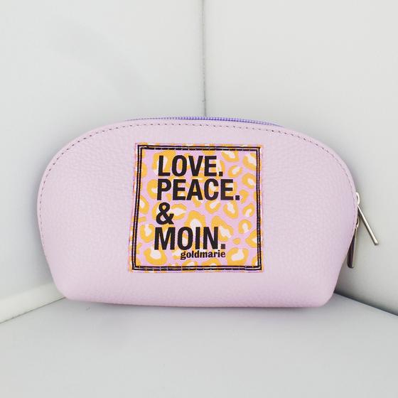 goldmarie Lotte-Kosmetiktasche LOVE PEACE MOIN Leo Label - Leder - lavendel - 18x11cm
