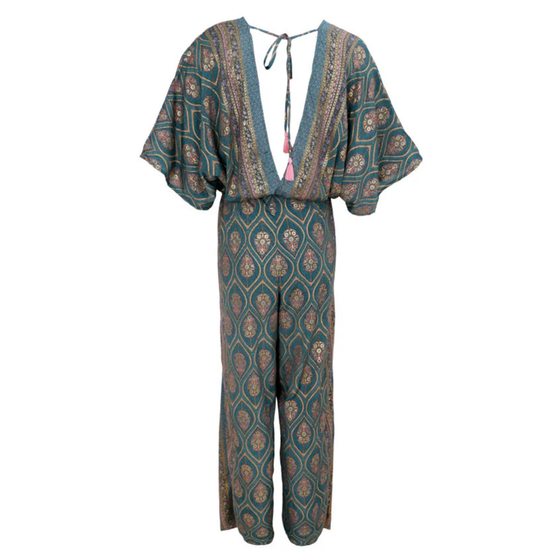 BLACK COLOUR Jumpsuit BCLuna mit Doppel V-Ausschnitt 39152-GT - jadegrün-rosa-gold