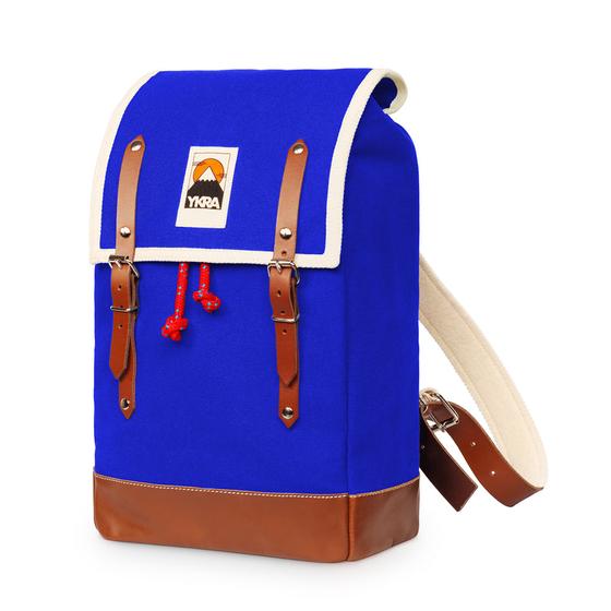 Ykra Matra Blue Leather Strap and Bottom Backpack 14L