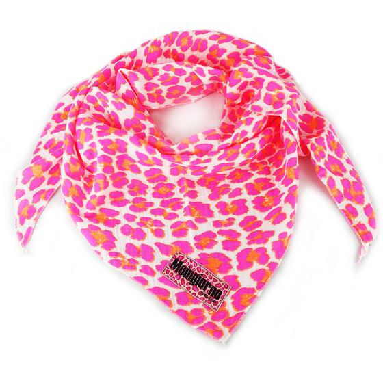 goldmarie Tuch MOINGIORNO - Leo Muster - Baumwolle - neon pink-orange 