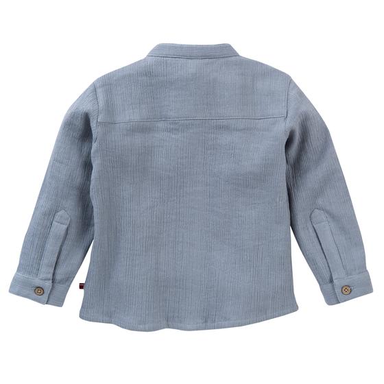 People wear Organic Musselin Hemd Blaugrau
