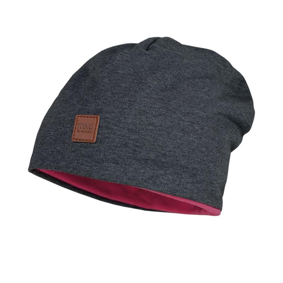2-in-1-Wende-Beanie, Baumwolle, anthrazit/pink