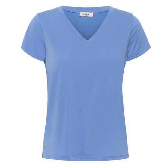 SOAKED IN LUXURY T-Shirt SLColumbine V-Neck 30404284 - kornblumen blau