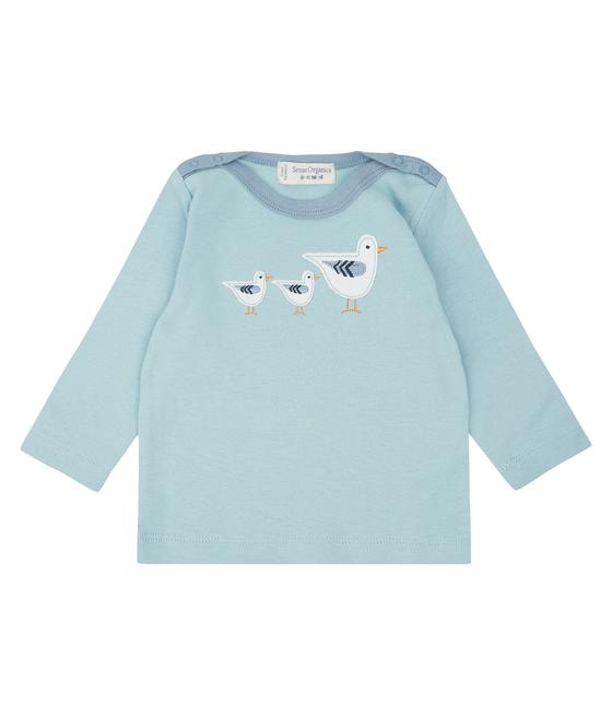 Langarmshirt "Luna Retro" mit Möwen-Applikation, hellblau, Biobaumwolle