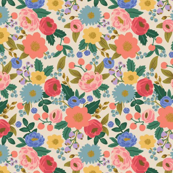 Rifle Paper Co. - Vintage Garden - Vintage Blossom Cream Metallic Fabric