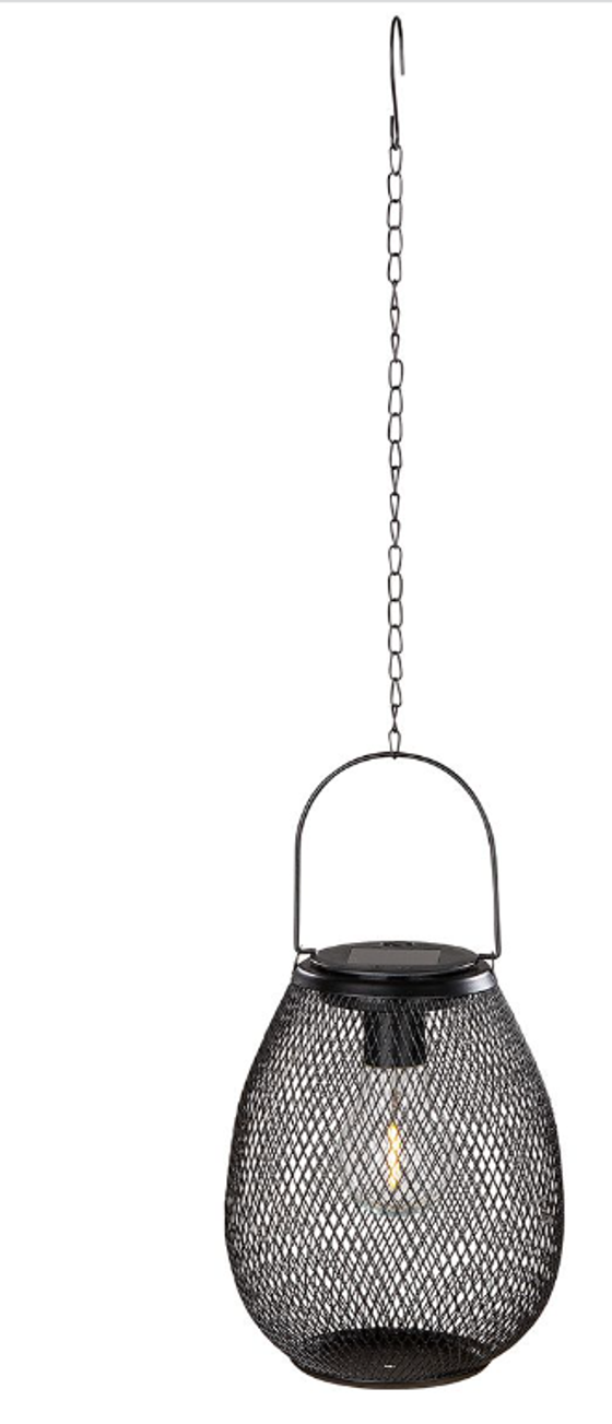 Lampe | Solarbetriebene Outdoor- / LED Solarleuchte "Meshy" - schwarz / Tropfen