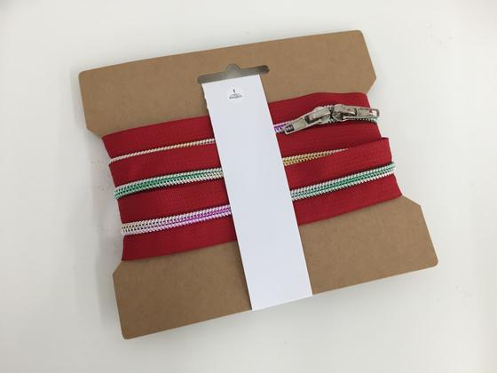 1m Endlosreißverschluss metallic rot