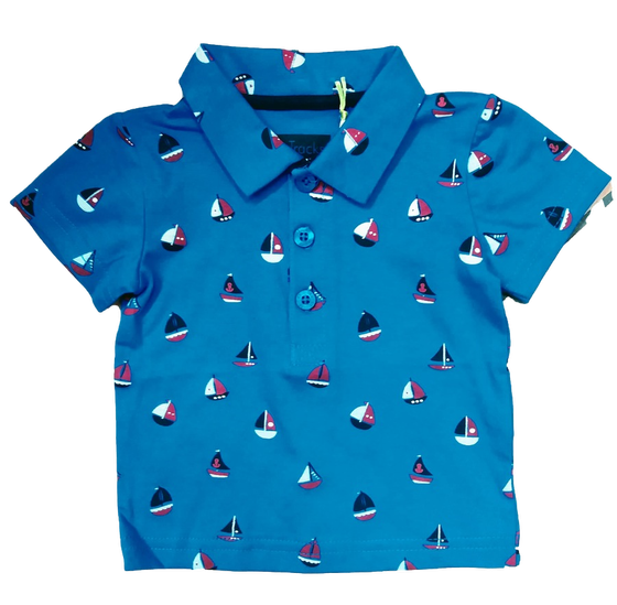 T-Shirt mit Polokragen "Segelboot"