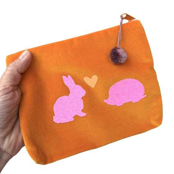 Frau Heidelberg Kosmetiktasche M orange NEON pink Hase & Igel