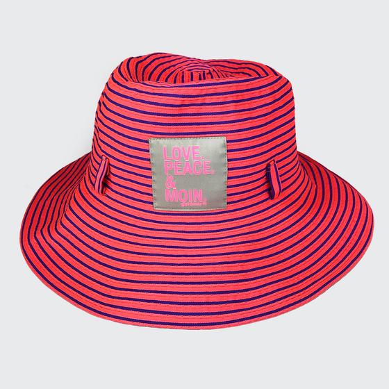 goldmarie Sonnenhut LOVE PEACE MOIN neonpink-lila 