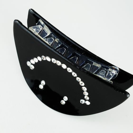 goldmarie Haarklammer SMILE Glitzer - Halbkreis - schwarz - 7,5cm