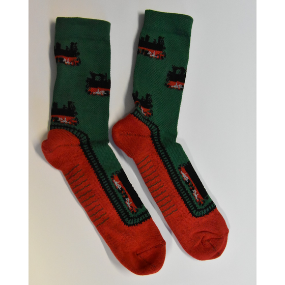 "Miriquidi-Socks" mit Dampflok-Motiv