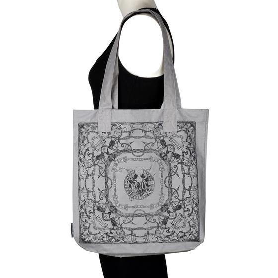 goldmarie Stoffbeutel MOIN MOIN HAMBURG KRAKE steingrau-schwarz Glitzer - 37x14cm