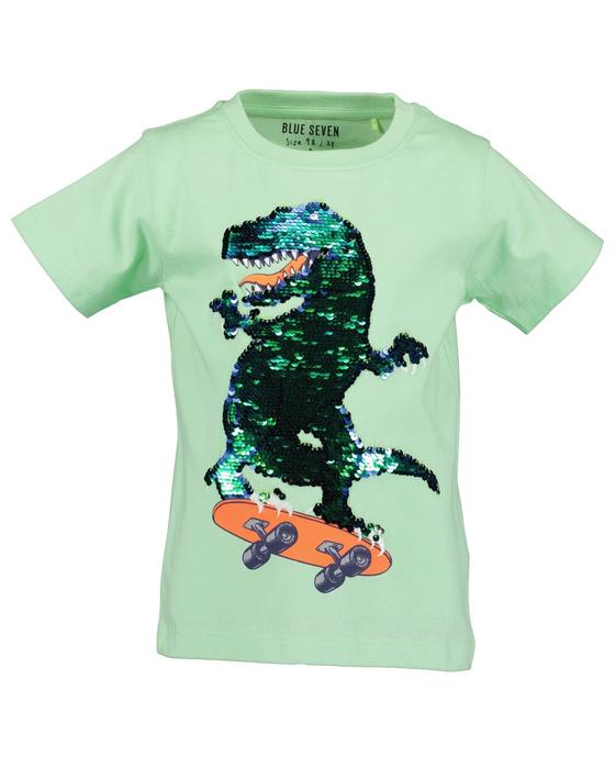 T-Shirt "Skating Dino" mit Wendepailletten, reine Baumwolle, hellgrün