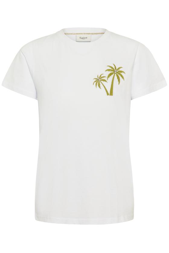 SAINT TROPEZ T-Shirt mit Palme Stickerei ReeceSZ 30515233 - weiß-grün