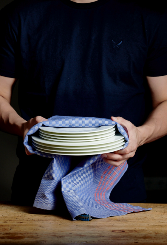 Grubentuch Deluxe Blau Halbleinen
