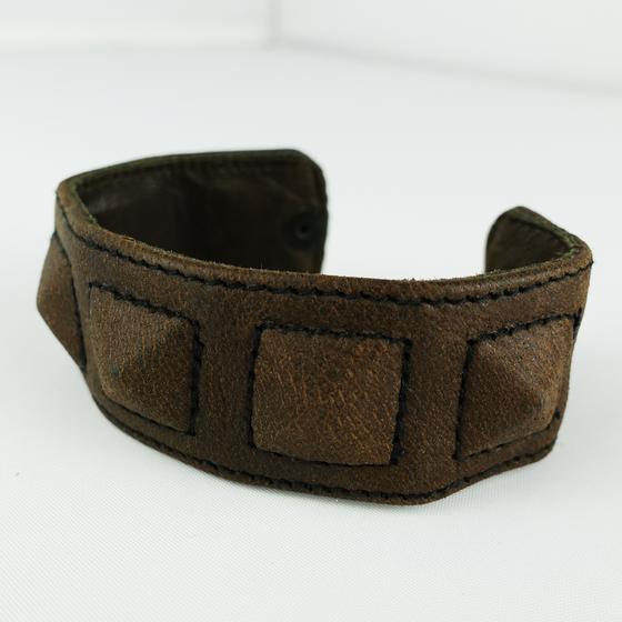 goldmarie Armreif COVER NIETEN ONE - vintage Leder - braun