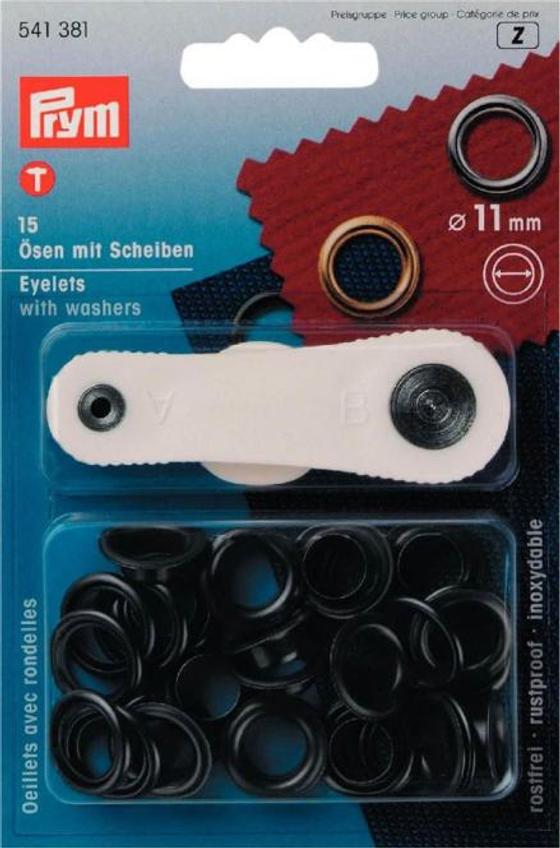 Ösen mit Scheiben 11mm schwarz 541381