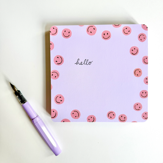 jakob & sohn Notizblock - Smileys - koralle - 15x15 cm