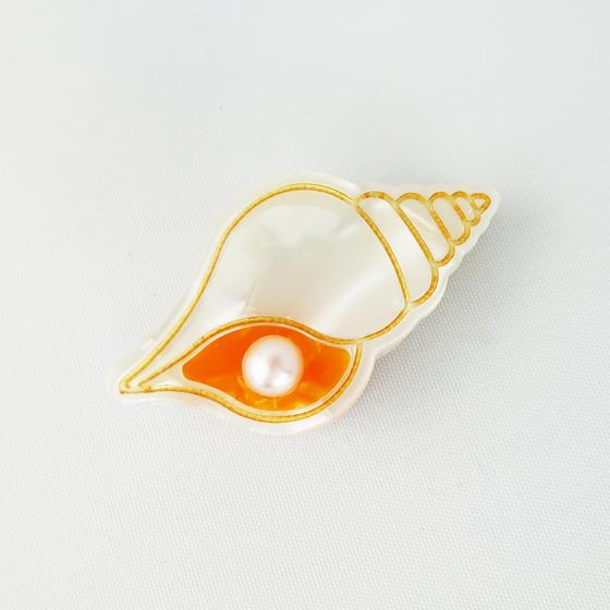 goldmarie Mini Haarklammer MUSCHEL MIT PERLE - creme - 4cm