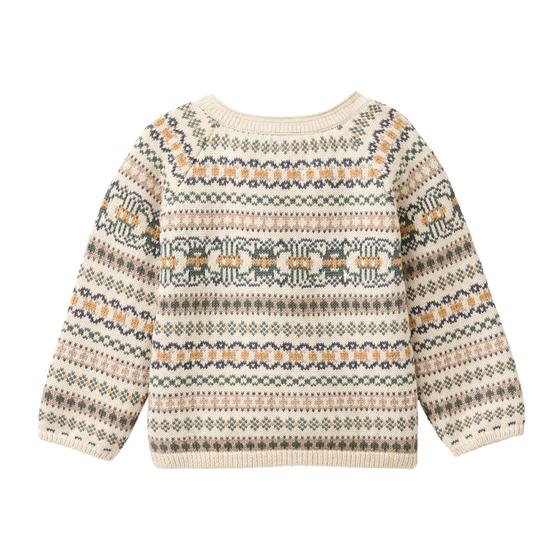 People wear Organic Strick Pullover Norweger Gemustert Kitt