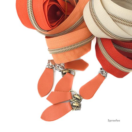 Lederzipper Lederanhänger Reißverschluss Taschen nähen terracotta