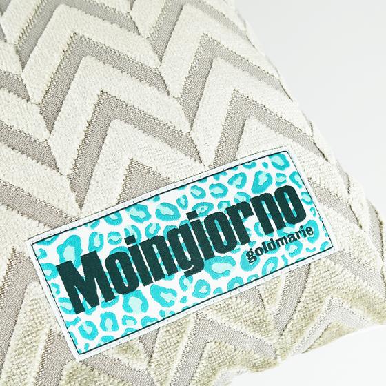 goldmarie Kissen MOINGIORNO Leo Label - Samt Zickzack creme - 30x30cm