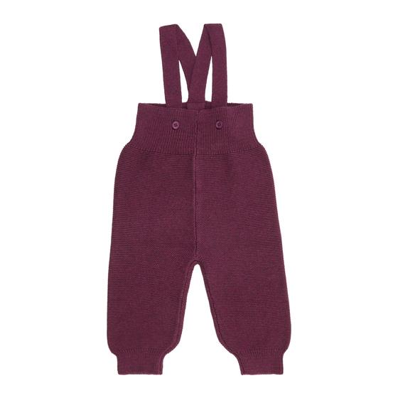 Strickhose mit Trägern, Biobaumwolle, GOTS-zertifiziert, aubergine