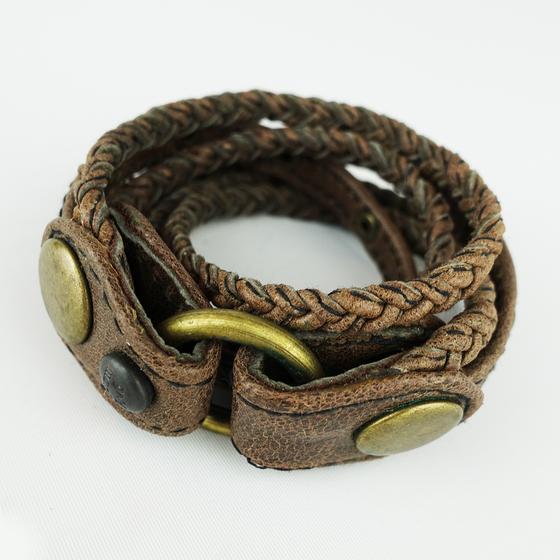 goldmarie Wickelarmband STRINGS Leder vintage dunkelbraun kupfer