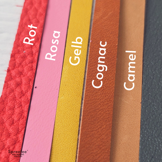 Bunte Lederbändchen am Taschen-Zipper, angenietet oder geknotet – Detail für selbstgenähte Taschen in vielen Farben