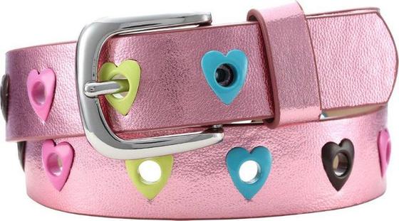 Gürtel mit Herz-Löchern, rosa-glänzend