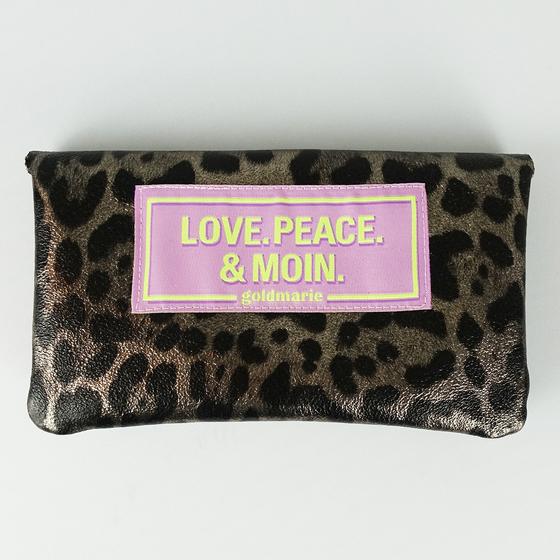goldmarie Britt-Portemonnaie LOVE PEACE MOIN lilac Label - Leder Leo Look - braun metallic - 15x9cm