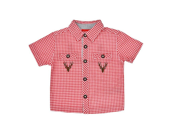 Karohemd "Hirsch", Baumwolle, rot-weiß