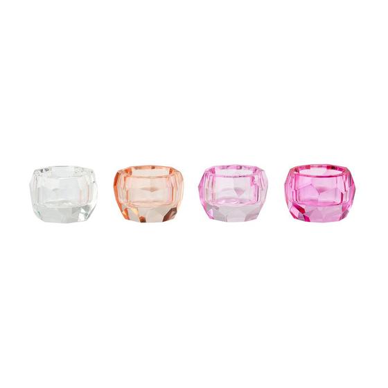 GIFTCOMPANY Deko Teelichthalter Glas geschliffene Kanten - apricot-klar